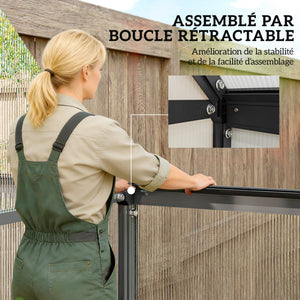 Serre de jardin en aluminium polycarbonate 3 ㎡ 178x168cm, serre avec fenêtre réglable porte battante, abri extérieur résistant aux intempéries pour plante fleur potager semis, transparent