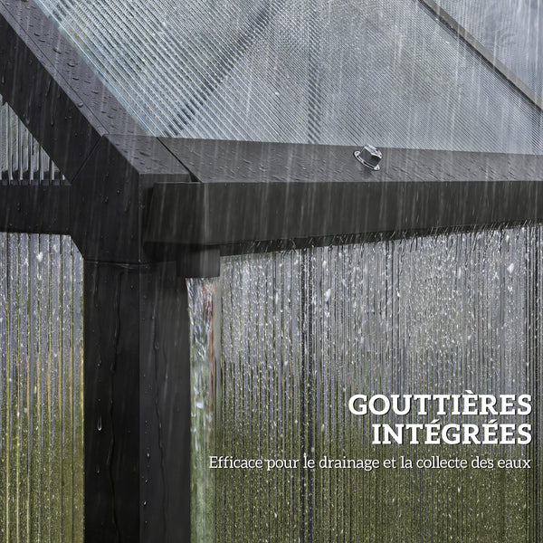 Serre de jardin en aluminium polycarbonate 3 ㎡ 178x168cm, serre avec fenêtre réglable porte battante, abri extérieur résistant aux intempéries pour plante fleur potager semis, transparent
