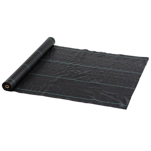 Toile de paillage, géotextile de paillage contre les mauvais herbes 100 x 1 m, résistant aux déchirures et conditions climatiques extrêmes, en polypropylène, noir