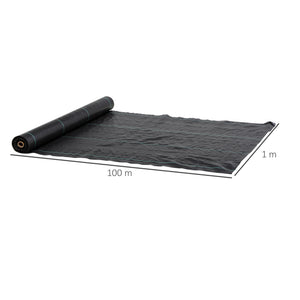 Toile de paillage, géotextile de paillage contre les mauvais herbes 100 x 1 m, résistant aux déchirures et conditions climatiques extrêmes, en polypropylène, noir