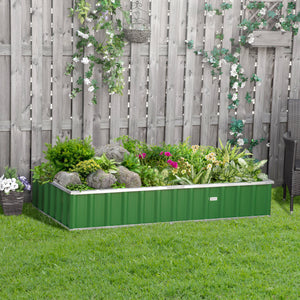 Carré Potager de Jardin 174 x 90 x 30 cm - modulable, Montage sans Outils, Gants fournis - tôle d'acier ondulée Vert