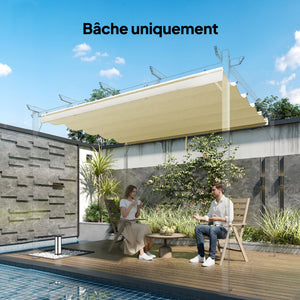 Toile de toit pour pergola tonnelle rétractable de 3 x 3 m - toile uniquement 250 x 255 cm crème