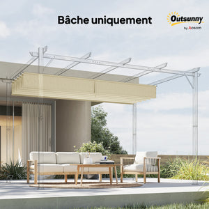Toile de toit pour pergola tonnelle rétractable de 3 x 3 m - toile uniquement 250 x 255 cm crème