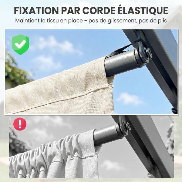 Toile de toit pour pergola tonnelle rétractable de 3 x 3 m - toile uniquement 250 x 255 cm crème
