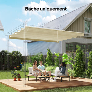 Toile de toit pour pergola tonnelle rétractable de 3 x 3 m - toile uniquement 250 x 255 cm crème