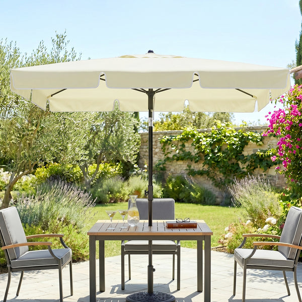 Parasol de jardin Parasol droit rectangulaire inclinable alu métal polyester haute densité 2 x 1,3 m beige clair