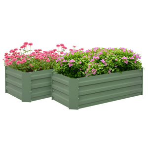 Lot de 2 carré potager de jardin dim. 100L x 50l x 30H cm - tôle d'acier ondulée vert