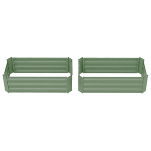 Lot de 2 carré potager de jardin dim. 100L x 50l x 30H cm - tôle d'acier ondulée vert