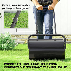 Rouleau à gazon rouleau de jardin 50 cm, remplissage sable eau, poignée ergonomique, outil de jardinage pour pelouse, patio et parc, noir