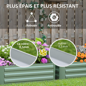 Lot de 2 carré potager de jardin dim. 100L x 100l x 30H cm - tôle d'acier ondulée vert