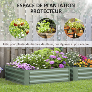Lot de 2 carré potager de jardin dim. 100L x 100l x 30H cm - tôle d'acier ondulée vert