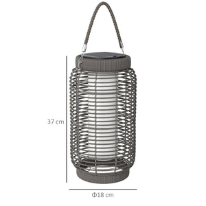 Lampadaire d'extérieur solaire lampe de jardin sur pied en résine tressée luminaire LED de jardin en acier marche/arrêt automatique Ø18 x 37 cm gris