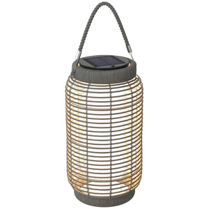 Lampadaire d'extérieur solaire lampe de jardin sur pied en résine tressée luminaire LED de jardin en acier marche/arrêt automatique Ø18 x 37 cm gris