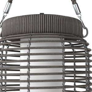 Lampadaire d'extérieur solaire lampe de jardin sur pied en résine tressée luminaire LED de jardin en acier marche/arrêt automatique Ø18 x 37 cm gris