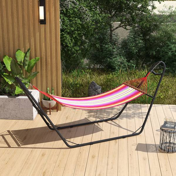 Support de Hamac pour 2 Personnes, Cadre de Hamac en Métal Portable et Réglable, Résistante aux Intempéries, pour Hamacs de 2,75 à 4,3m, Capacité de 250 kg, Noir