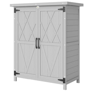 Abri de jardin Armoire de jardin pour outils 75L x 40l x 90H cm 3 étagères 2 portes Toit en asphalte imperméable Bois de sapin gris