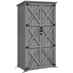 Armoire de Jardin abri Jardin Remise pour Outils sur Pied 90L x 54,5l x 161/168,5H cm 2 étagères Toit bitumé étanche Bois pin Autoclave, gris