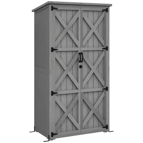 Armoire de Jardin abri Jardin Remise pour Outils sur Pied 90L x 54,5l x 161/168,5H cm 2 étagères Toit bitumé étanche Bois pin Autoclave, gris