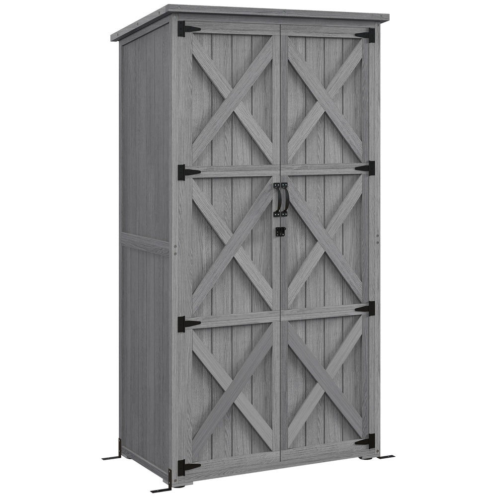 Armoire de Jardin abri Jardin Remise pour Outils sur Pied 90L x 54,5l x 161/168,5H cm 2 étagères Toit bitumé étanche Bois pin Autoclave, gris