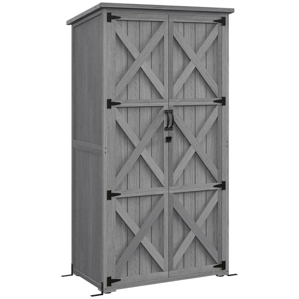Armoire de Jardin abri Jardin Remise pour Outils sur Pied 90L x 54,5l x 161/168,5H cm 2 étagères Toit bitumé étanche Bois pin Autoclave, gris