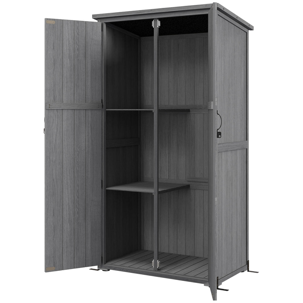 Armoire de Jardin abri Jardin Remise pour Outils sur Pied 90L x 54,5l x 161/168,5H cm 2 étagères Toit bitumé étanche Bois pin Autoclave, gris