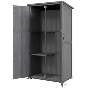 Armoire de Jardin abri Jardin Remise pour Outils sur Pied 90L x 54,5l x 161/168,5H cm 2 étagères Toit bitumé étanche Bois pin Autoclave, gris
