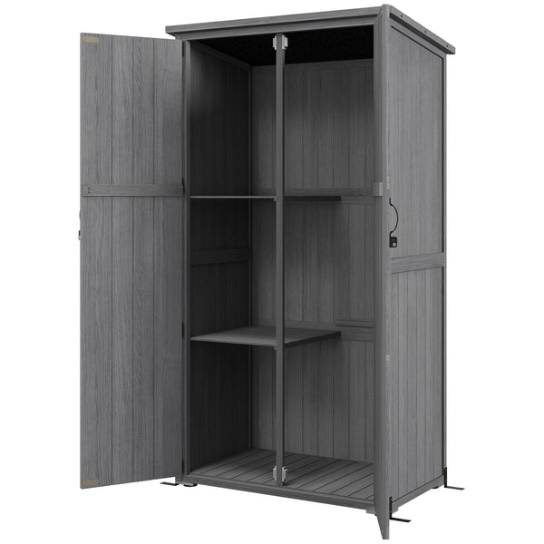 Armoire de Jardin abri Jardin Remise pour Outils sur Pied 90L x 54,5l x 161/168,5H cm 2 étagères Toit bitumé étanche Bois pin Autoclave, gris