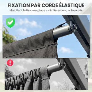 Toile de toit pour pergola tonnelle rétractable de 4 x 3 m - toile uniquement 350 x 260 cm gris foncé