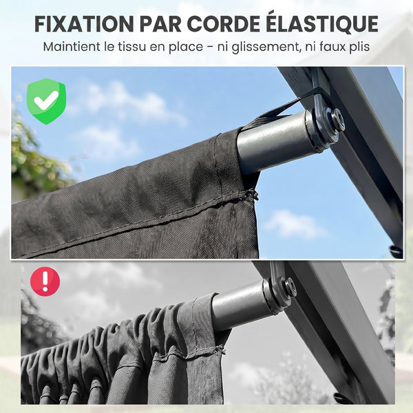 Toile de toit pour pergola tonnelle rétractable de 4 x 3 m - toile uniquement 350 x 260 cm gris foncé