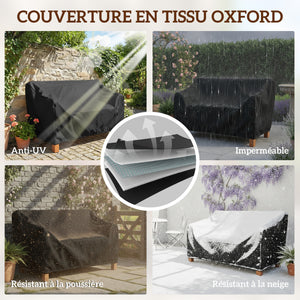 Banc de Jardin 2 Places, Banc Extérieur en Bois avec Housse Imperméable, Siège de Jardin avec Dossier Ergonomique, Mobilier pour Terrasse, Balcon, Porch, Marron Clair
