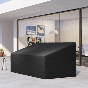 Housse de canapé exterieur imperméable 3 places, housse de banc de jardin 600D tissu oxford, bache de canapé extérieur pour balcon, terrasse, 218 x 111 x 63/101 cm, noir