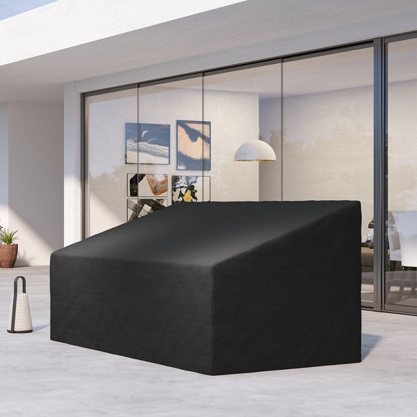 Housse de canapé exterieur imperméable 3 places, housse de banc de jardin 600D tissu oxford, bache de canapé extérieur pour balcon, terrasse, 218 x 111 x 63/101 cm, noir