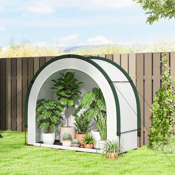 Serre de Jardin Pliable et Portable, Petite Serre de Balcon en Bâche PE et Porte Zippée, pour Légumes Plantes Fleurs, 200 x 80 x 164 cm, Vert