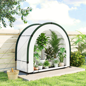 Serre de Jardin Pliable et Portable, Petite Serre de Balcon en Bâche PE et Porte Zippée, pour Légumes Plantes Fleurs, 200 x 80 x 164 cm, Vert