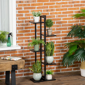 Étagère à fleurs en acier 5 niveaux intérieur et extérieur, support de plantes, étagère à plantes pour jardin, balcon, salon, chambre, 40 x 22 x 113 cm, noir