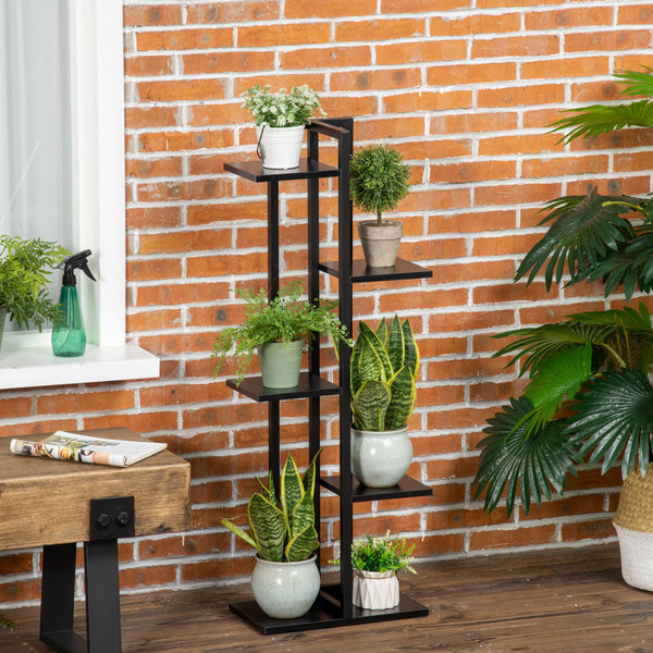 Étagère à fleurs en acier 5 niveaux intérieur et extérieur, support de plantes, étagère à plantes pour jardin, balcon, salon, chambre, 40 x 22 x 113 cm, noir