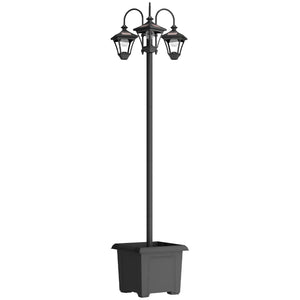 Lanterne solaire lampadaire avec jardinière réglable en hauteur 185 cm extérieure lanterne de jardin à 3 têtes contrôle de l'éclairage interrupteur IP44 lanternes solaires lampes solaires lanterne solaire pour jardin balcon