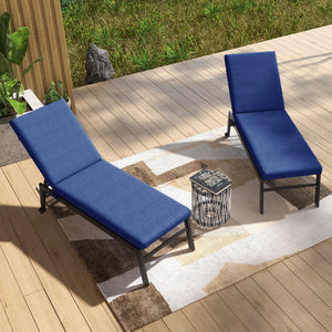 Lot de 2 Matelas pour Chaise Longue transat Bain de Soleil avec Sangles d'attache pour Jardin dim. 190,5L x 58,4l x 7H cm Bleu
