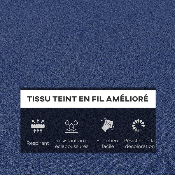Lot de 2 Matelas pour Chaise Longue transat Bain de Soleil avec Sangles d'attache pour Jardin dim. 190,5L x 58,4l x 7H cm Bleu