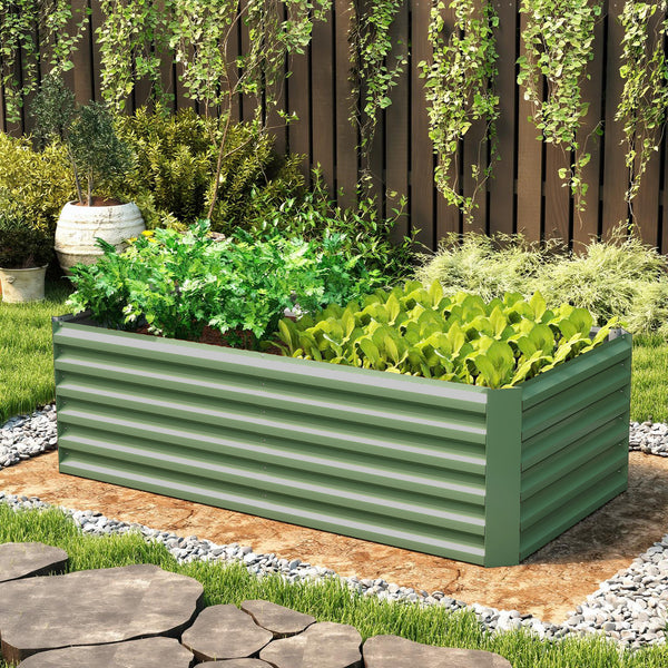 Jardinière surélevée en acier galvanisé, lit de jardin avec fond ouvert, carré potager de jardin pour légumes, fruits, fleurs, 180 x 90 x 57,5 cm, vert clair