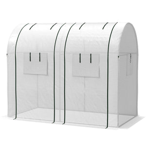 Serre de jardin 1,8 m² serre à tomates dim. 1,85L x 0,9l x 1,5H m 2 portes zippées déroulantes 4 fenêtres enroulables acier PE haute densité 135 g/m² anti-UV blanc