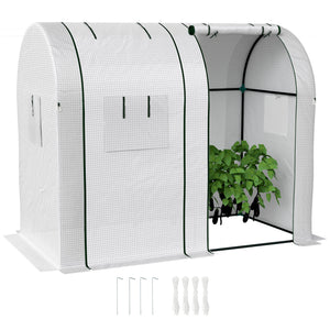 Serre de jardin 1,8 m² serre à tomates dim. 1,85L x 0,9l x 1,5H m 2 portes zippées déroulantes 4 fenêtres enroulables acier PE haute densité 135 g/m² anti-UV blanc