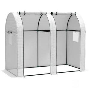 Serre de jardin 1,8 m² serre à tomates dim. 1,85L x 0,9l x 1,5H m 2 portes zippées déroulantes 4 fenêtres enroulables acier PE haute densité 135 g/m² anti-UV blanc