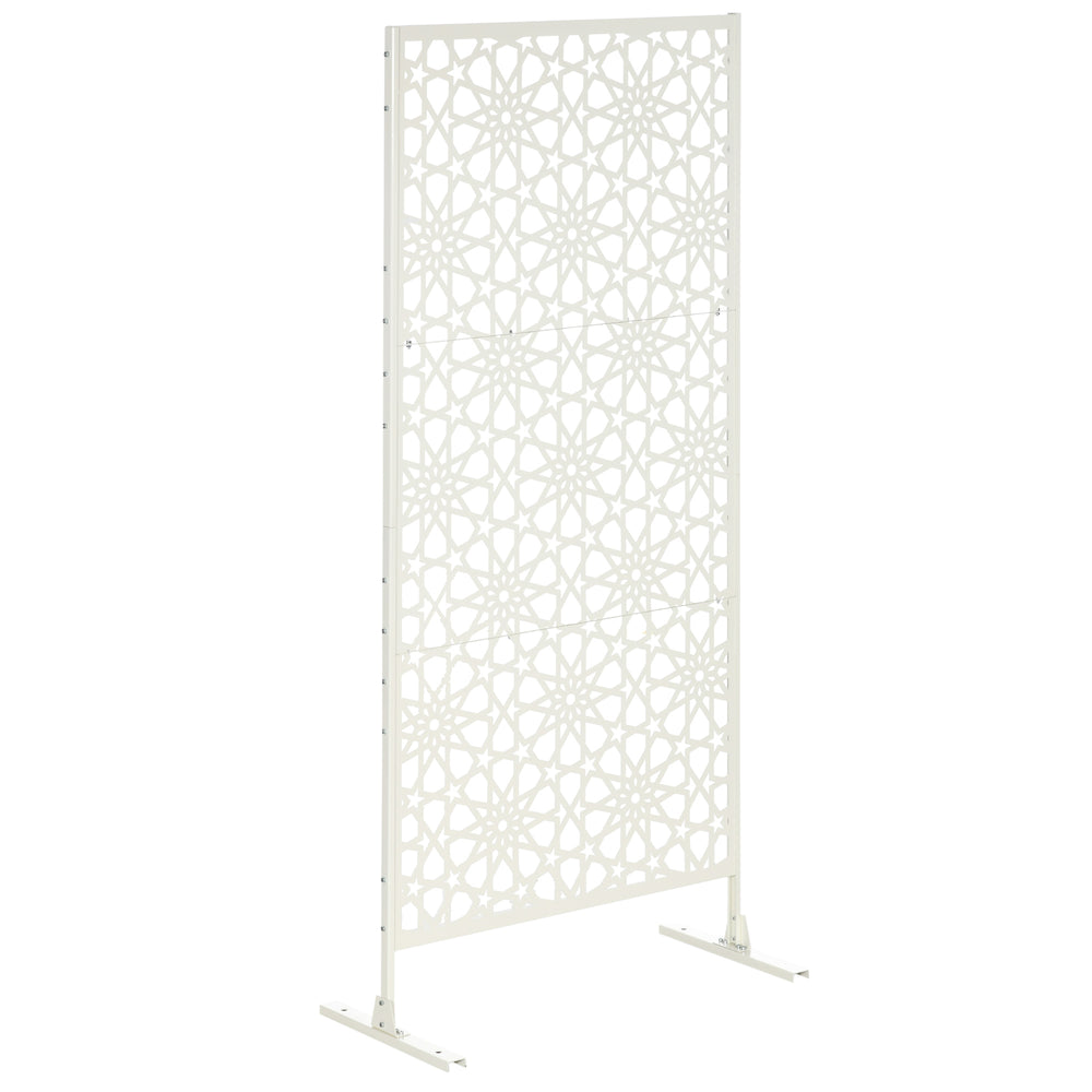 Panneau brise vue décoratif extérieur blanc à motif en métal - 92 x 45 x 198 cm