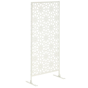 Panneau brise vue décoratif extérieur blanc à motif en métal - 92 x 45 x 198 cm