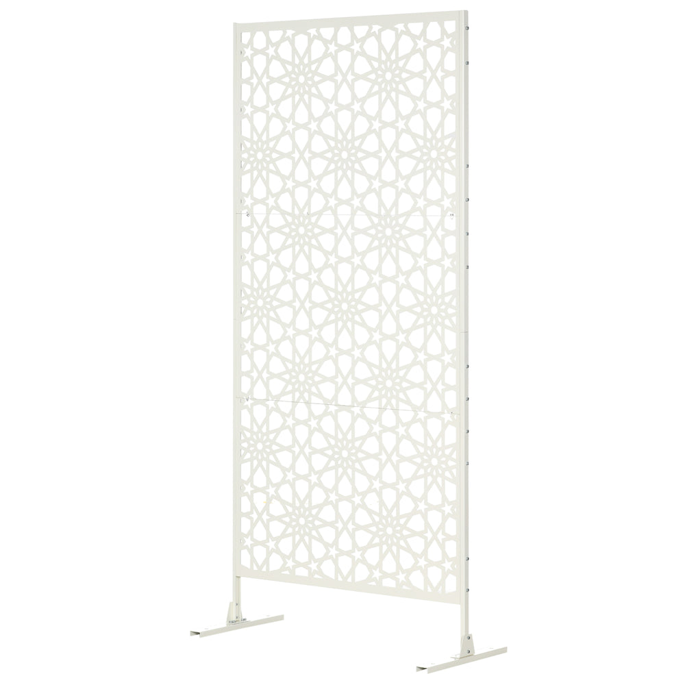 Panneau brise vue décoratif extérieur blanc à motif en métal - 92 x 45 x 198 cm