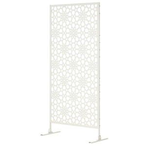 Panneau brise vue décoratif extérieur blanc à motif en métal - 92 x 45 x 198 cm