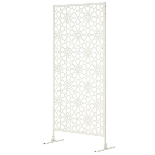 Panneau brise vue décoratif extérieur blanc à motif en métal - 92 x 45 x 198 cm