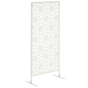 Panneau brise vue décoratif extérieur blanc à motif en métal - 92 x 45 x 198 cm