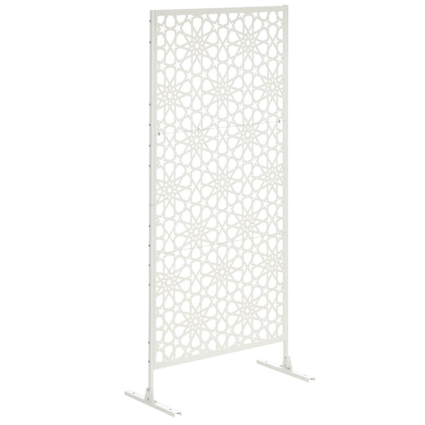 Panneau brise vue décoratif extérieur blanc à motif en métal - 92 x 45 x 198 cm